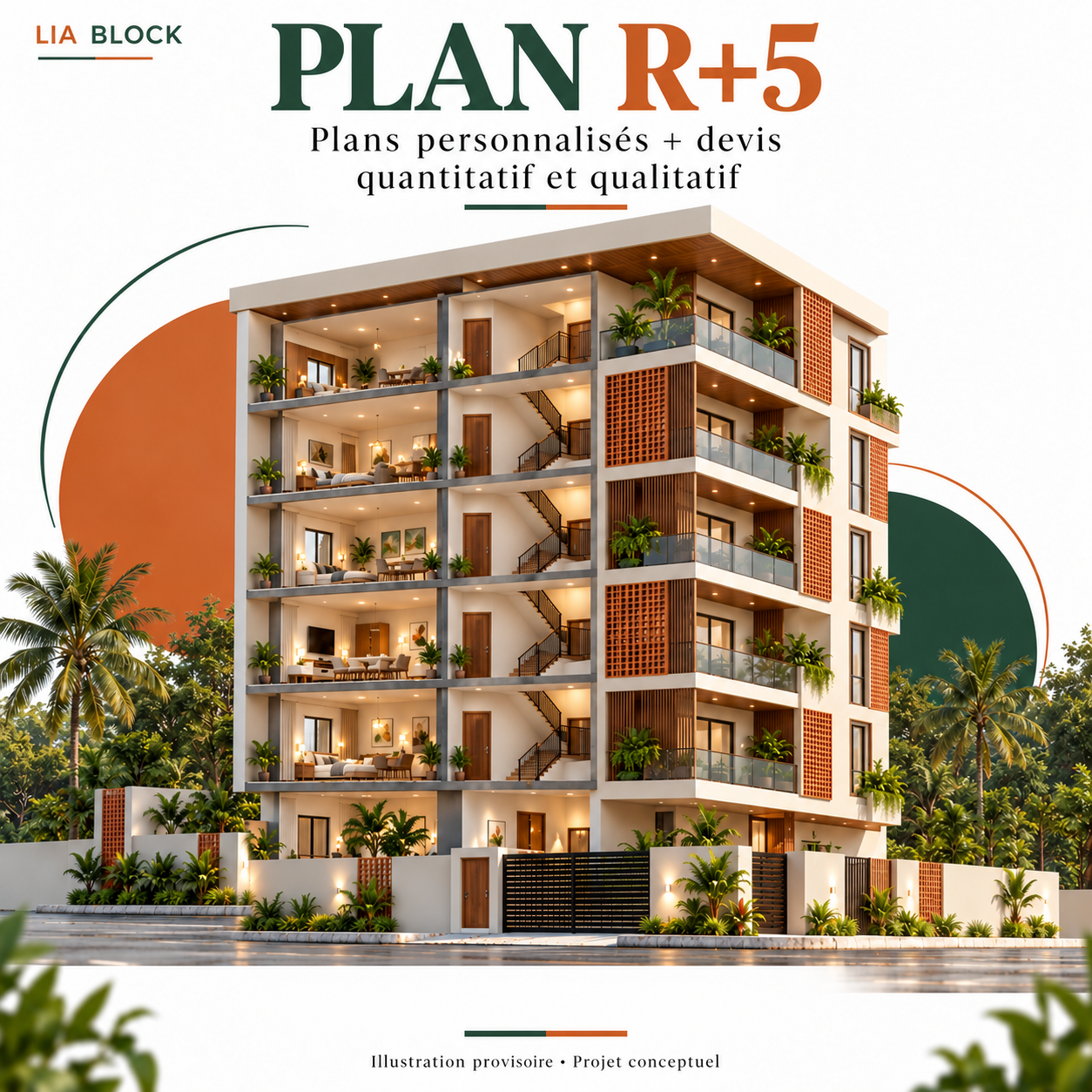 Plans personnalisés et devis quantitatif et qualitatif — R+5