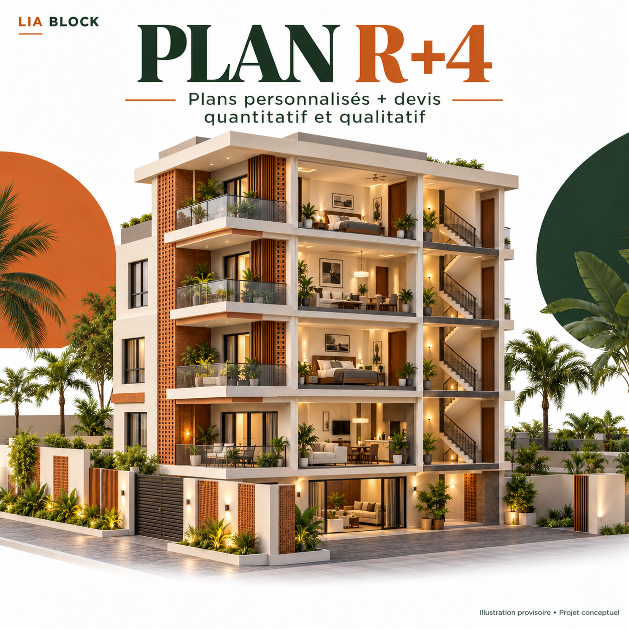 Plans personnalisés et devis quantitatif et qualitatif — R+4