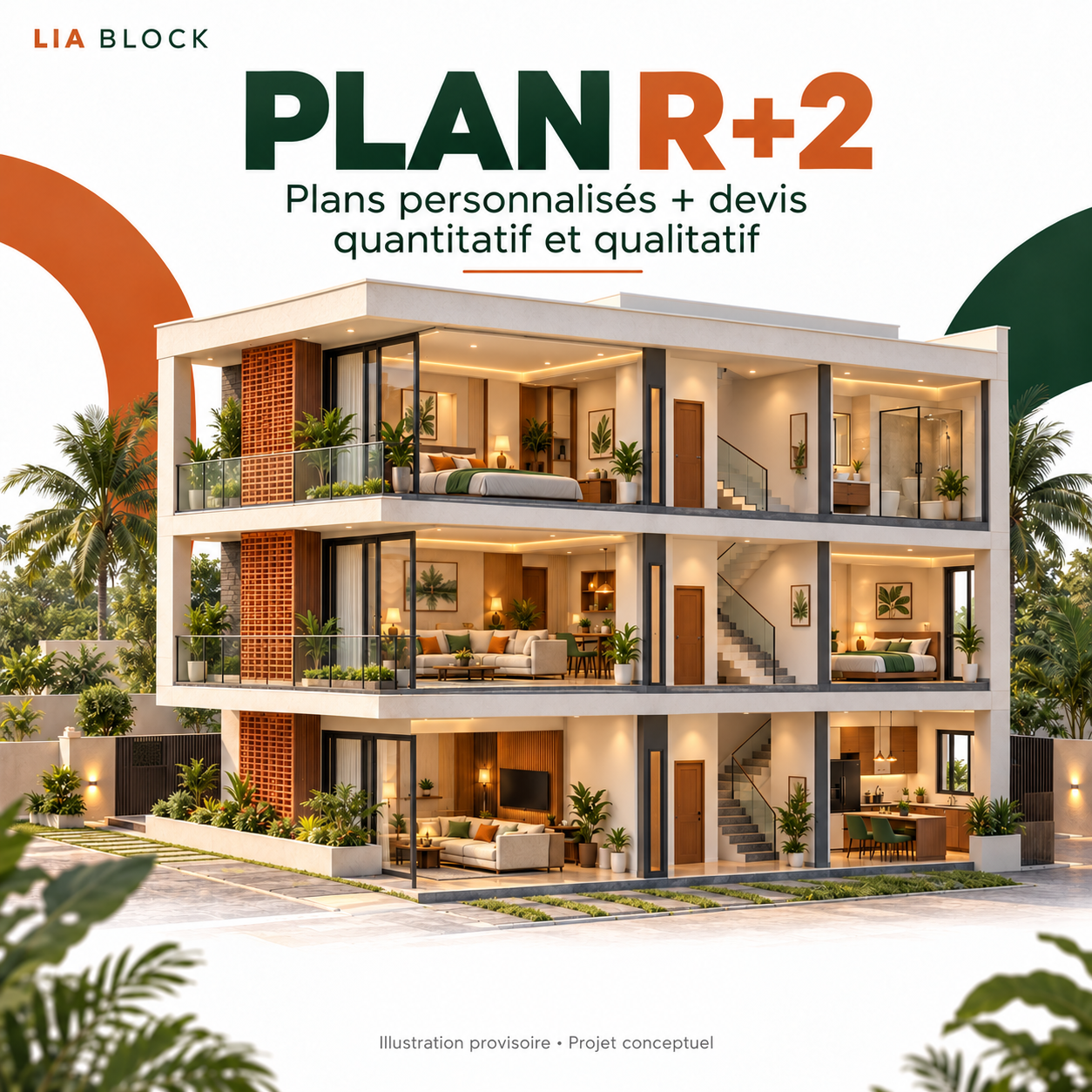Plans personnalisés et devis quantitatif et qualitatif — R+2